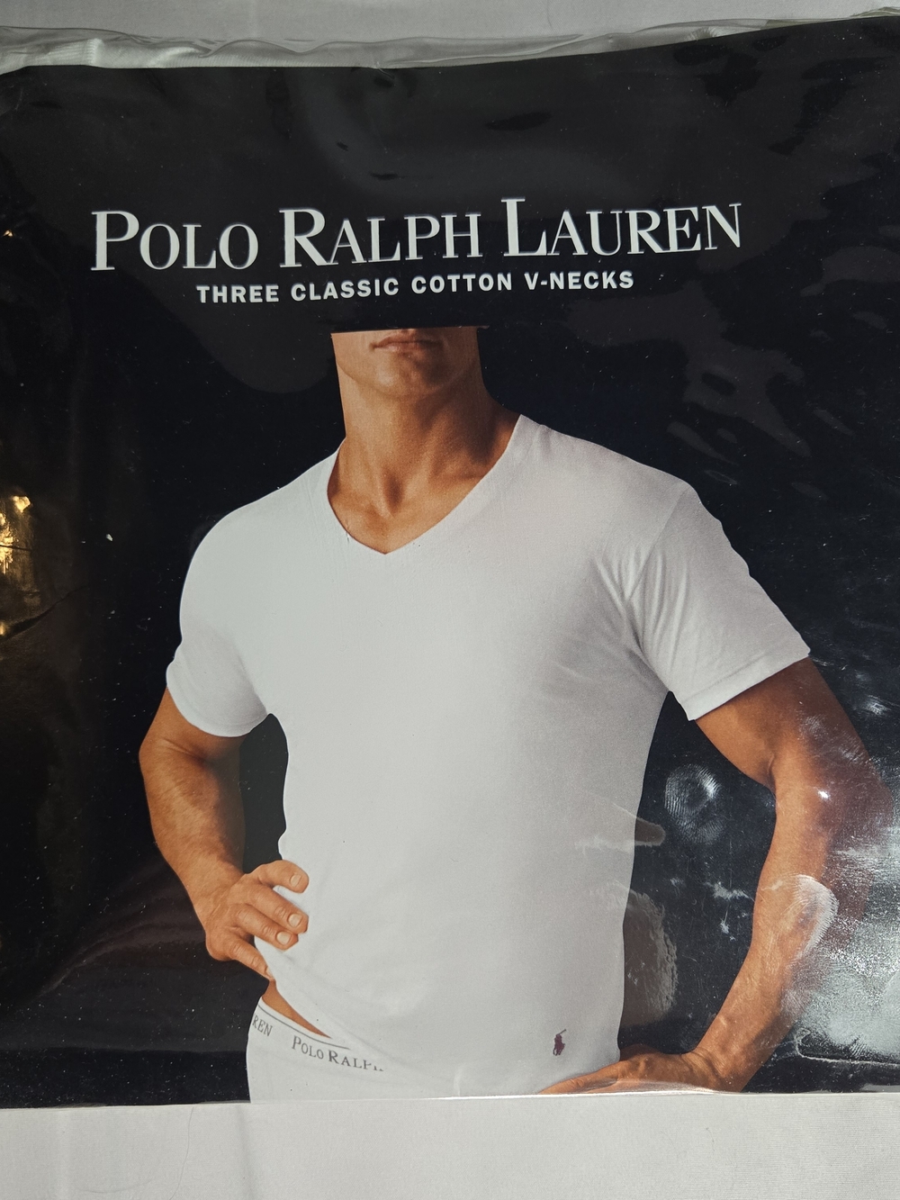 POLO RALPH LAUREN Classic Fit White V-Neck Undershirt T-Shirts 3 Pack Medium NEW